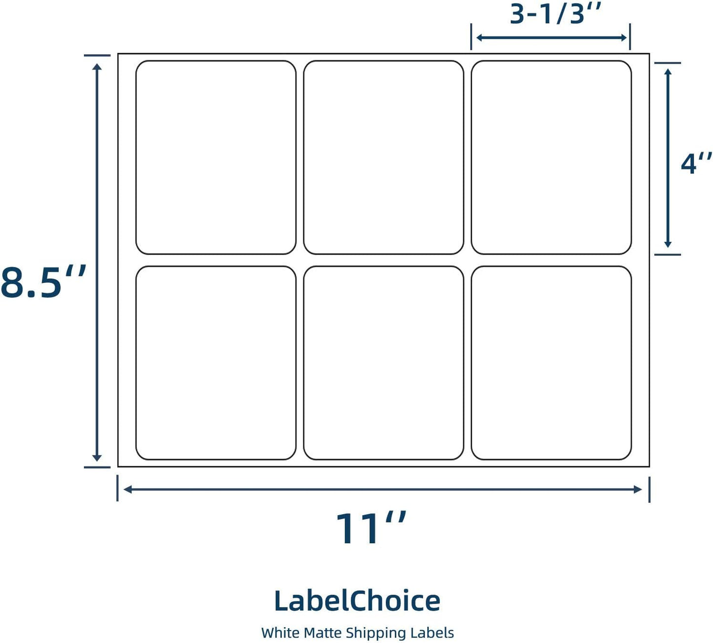 100 Sheets 600 Pcs 3-1/3 x 4 6 Up Shipping Address Labels for Laser & Inkjet Printers, 3-1/3" x 4" 6 per Sheet Shipping Mailing Stickers, 6 Labels per Page