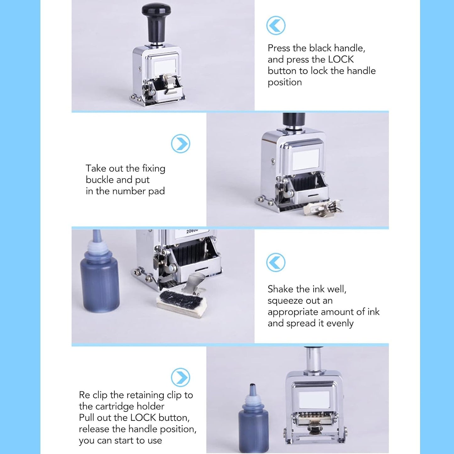 Number Stamp 8 Digit Automatic Numbering Machine, Self Inking Batch Number Stamp Multifunction DIY Scrapbooking Roller Stationery for Banking Accounting