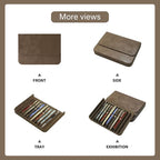 PU Leather 12 Fountain Pen/Pencil Tray Case Organizer, Fashion Design, Magnetic - Image 2