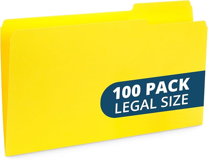 Blue Summit Supplies Yellow Legal File Folders, 1/3 Cut Tab, Legal Size by BlueSummitSupplies