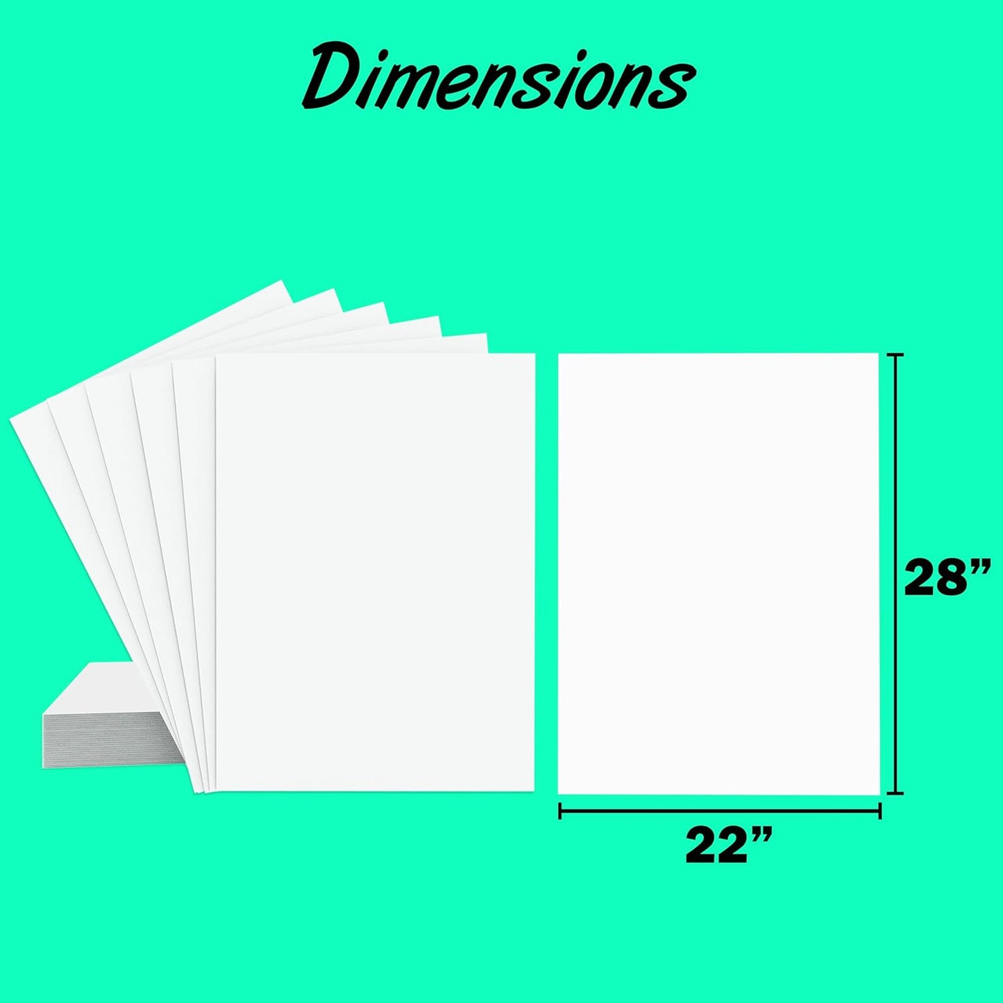 White Poster Paper 22x28, 100 Pack - Large Poster Board for School Supplies