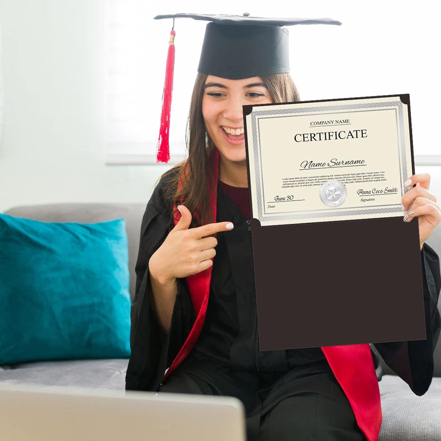 150 Pcs Certificate Kit Include 50 Certificate Holders 50 Paper and 50 Embossed Seal Stickers Diploma Covers for Graduation, Competition Supplies(Silver Black)