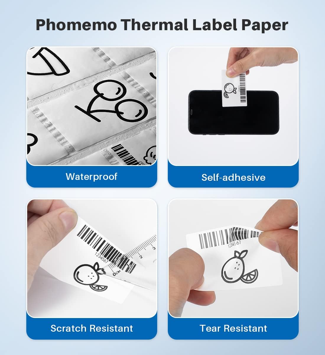Phomemo 2.75'' x 3.14'' Labels - Compatible Phomemo M220 M200 Address, Barcode Labels - Direct Thermal Labels, Black in White,1Roll / 100 Labels