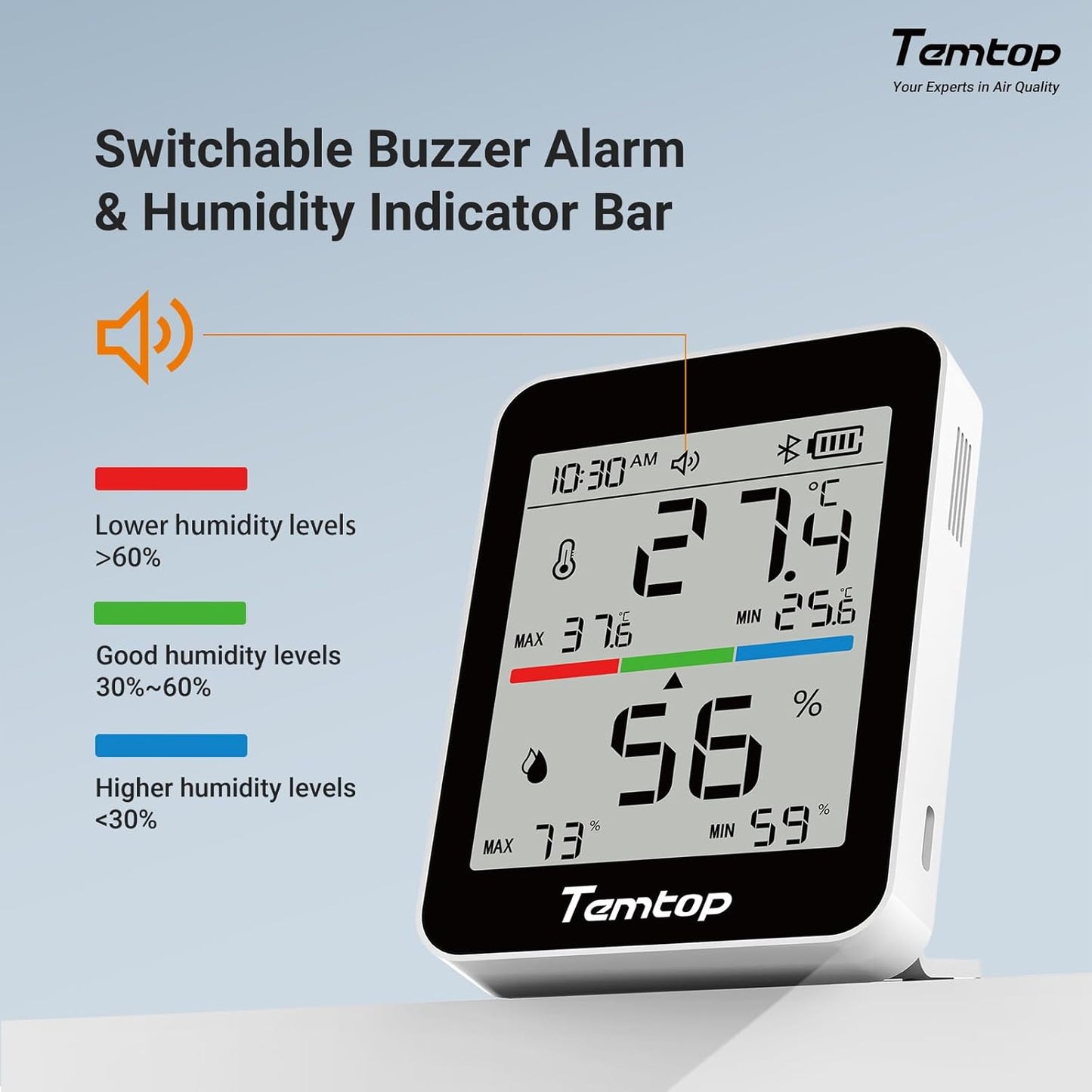 Temtop Indoor Thermometer T1 Variants (Basic Edition (Temp/Humidity)-2pack)