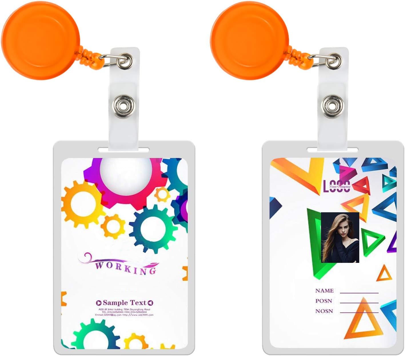 JANYUN 100 Pcs Badge Reels Retractable Badges Holder for ID Card Keychain Whistles Lanyards for School Office (Assorted Color)