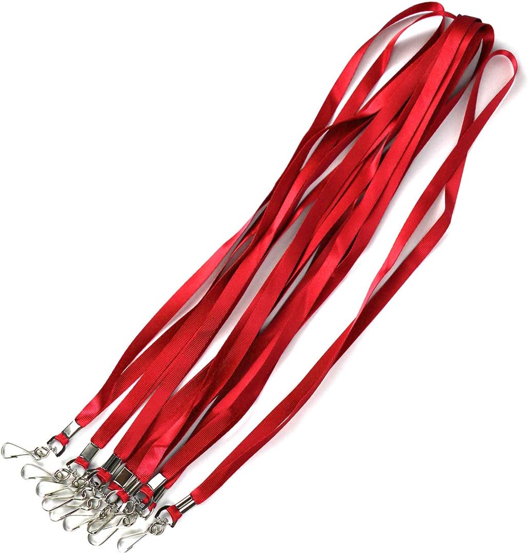 Bird Fiy Bulk Red Lanyards for Id Badges Nylon Neck Flat Lanyard for ID Name Badge Holder/Name Tag