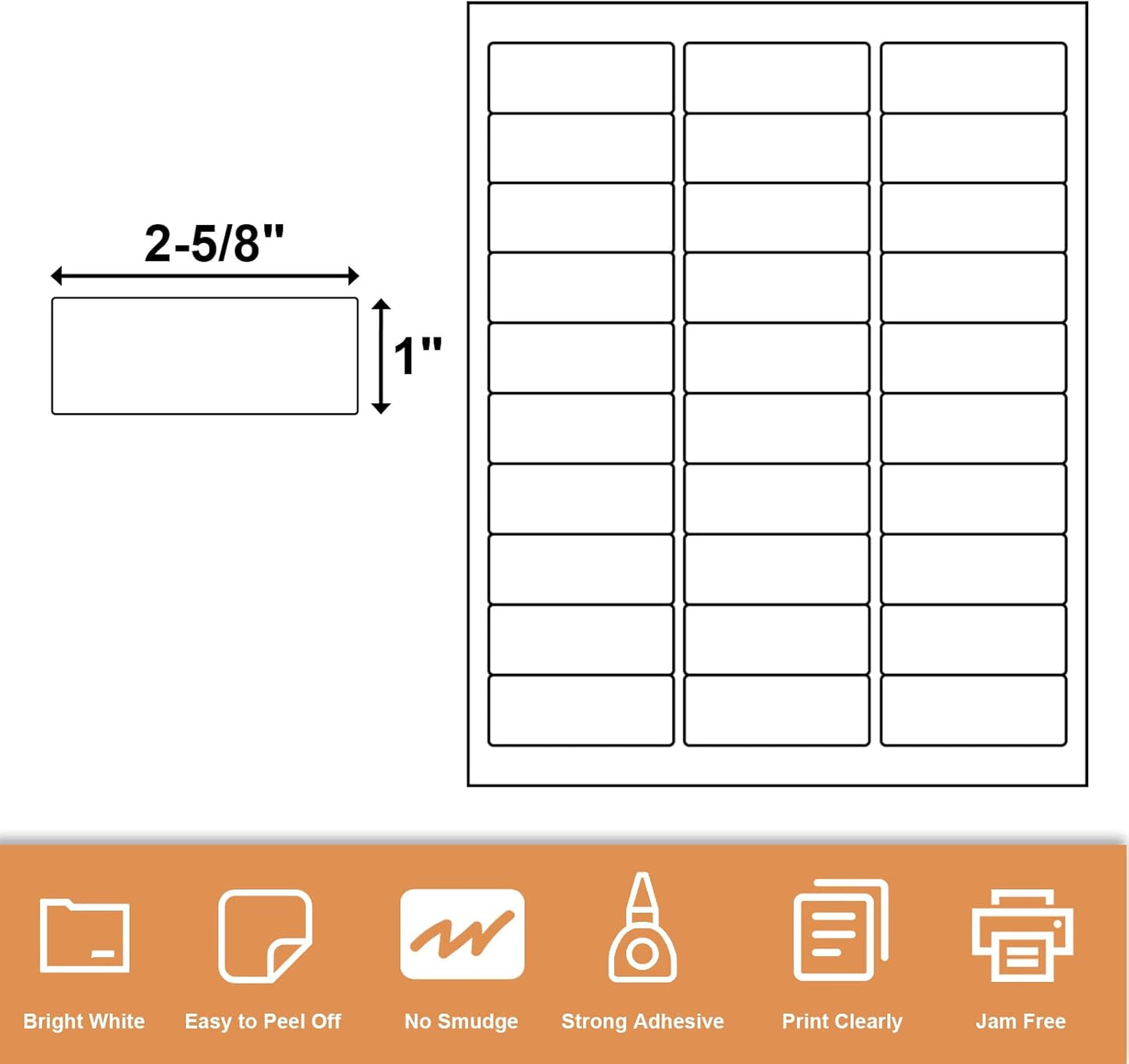 Address Labels 1" X 2-5/8" 30 Up Mailing Labels for Laser/Inkjet Printer, Blank White, Permanent Adhesive, Printable Label Sticker Paper (4000 Sheets - 120000 Labels)