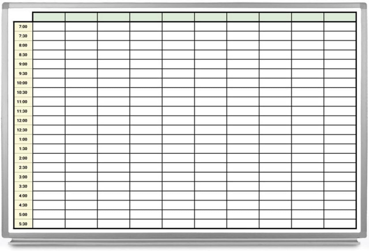 30 Minute Schedule with Color Whiteboard 60" x 40"