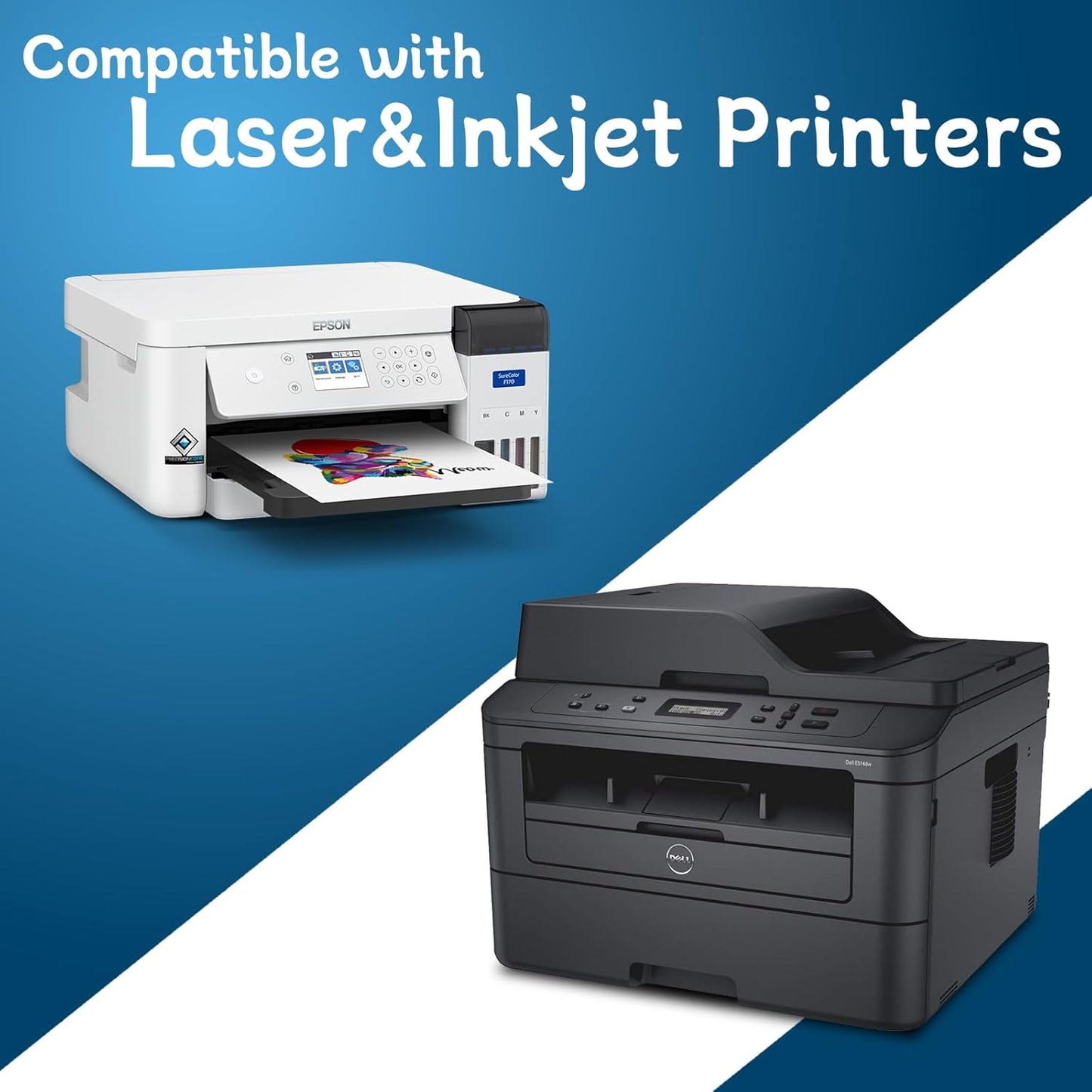 8.5” x 5.5” Half Sheet Shipping Labels, Label Sticker for Laser&Inkjet Printers, White Half Page Label Stickers, 2 Labels per Sheet, 8.5” x 11” Adhesive Half Page Labels, 200 Labels.