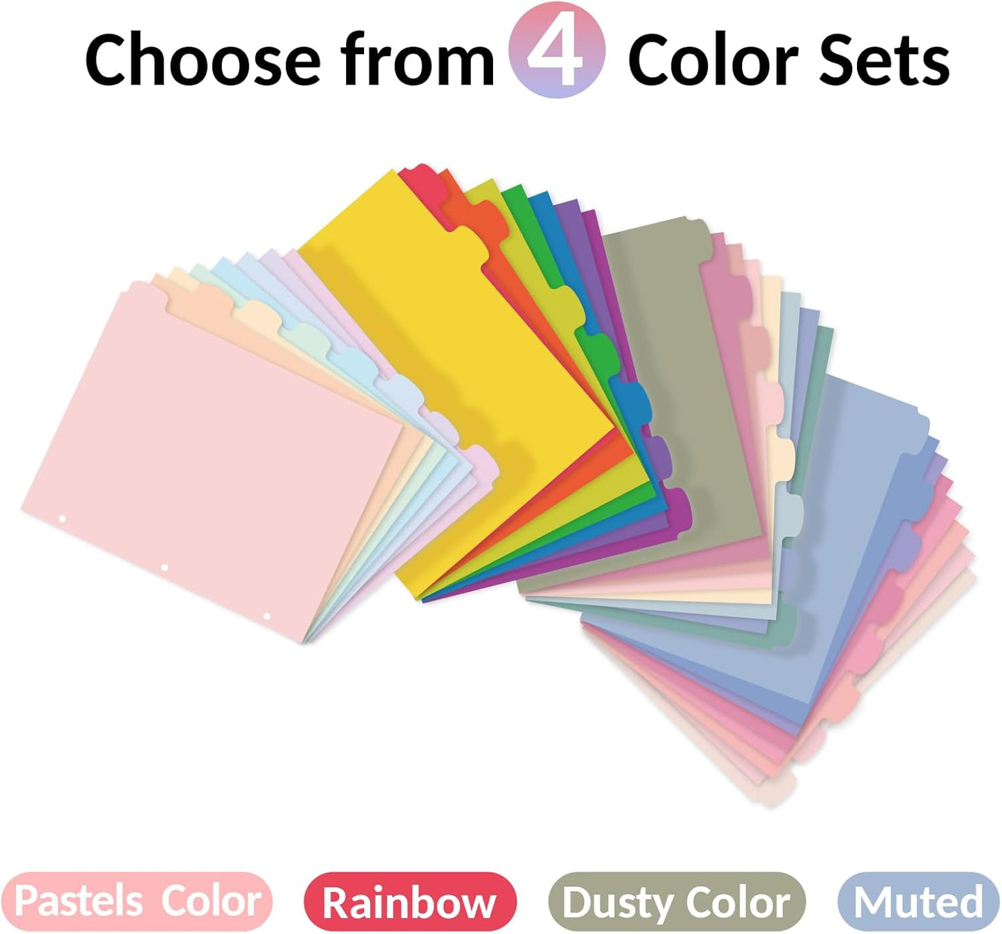 Sooez 8 Tabs Long-Lasting Plastic Write & Erase Large Tabs Dividers for 3 Ring Binder, Aesthetic Cute Pastels Binder Dividers for Student, Teacher, Office, Home Organizers, 3 Sets, Pastels Color