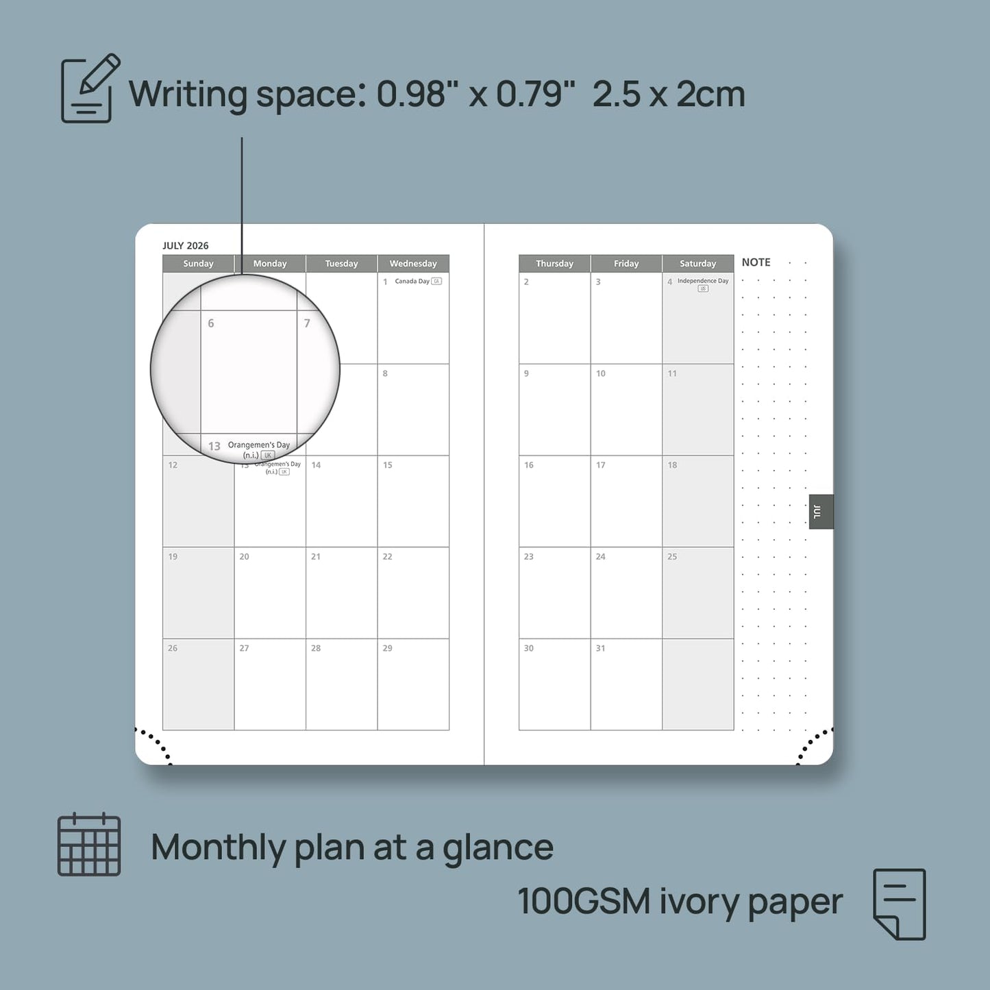 POPRUN Weekly Planner 2026 Calendar (Pocket 4'' x 6.25'') 12 Months Notebook with Horizontal Layout, Leather Hardcover, Inner Pocket, 100GSM Thick Paper, Pen Holder TJ - Army Green