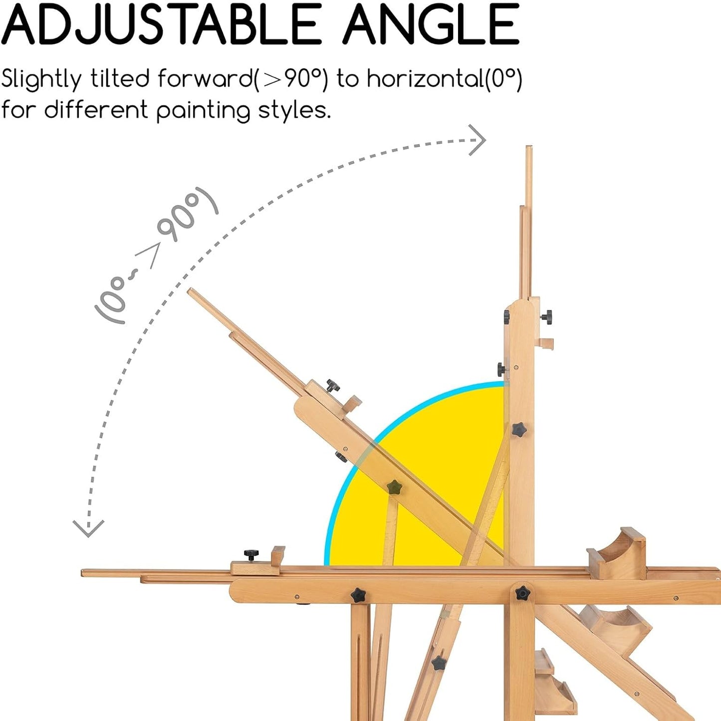 MEEDEN Extra Large Heavy-Duty H-Frame Studio Easel - Solid Beech Wooden Artist Professional Easel, Painting Art Easel Stand with 4 Premium Locking Silent Caster Wheels, Hold Max 82"