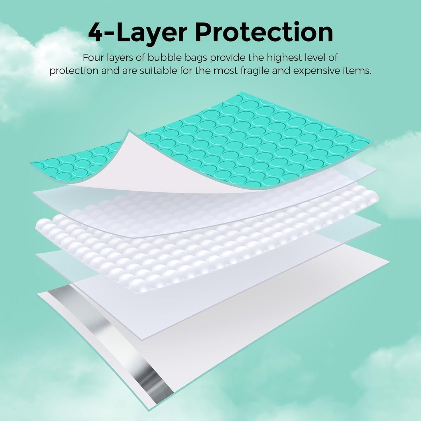 Metronic Bubble Mailer 10.5x16 Inch Teal 500 Pack, Waterproof Padded Envelopes,Self-Seal Bubble Mailers Cushioning Padded Envelopes for Shipping,Jewelry Makeup Supplies, Packaging Bulk