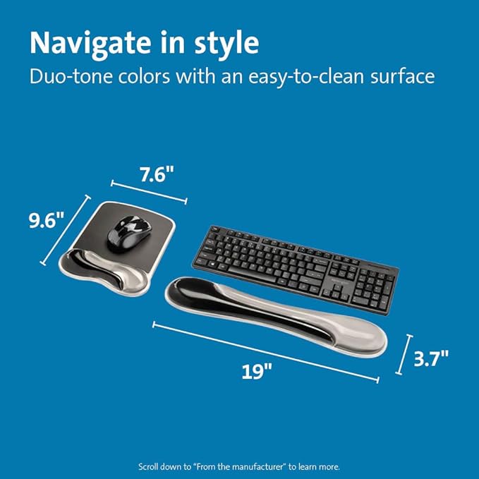 Kensington Mousepad and Wrist Rest, Gel Pillow, 11-2/5"Wx17-7/10"Lx1-7/10"H - Image 2