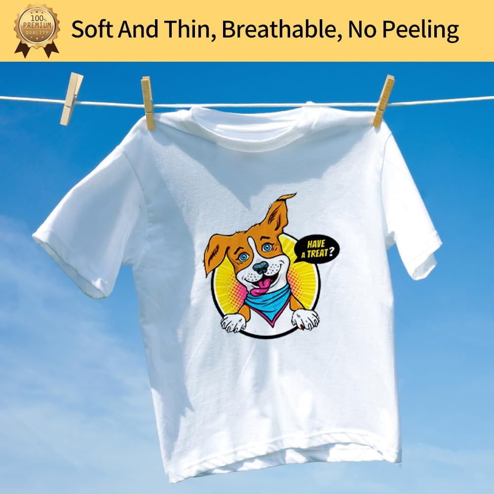 TransOurDream Iron on Heat Transfer Paper for Light Fabric (10 Sheets, 11x17") Iron-on Transfers Paper for Light T-Shirts Printable Heat Transfer Vinyl for Inkjet Printer (L1-1117-10)