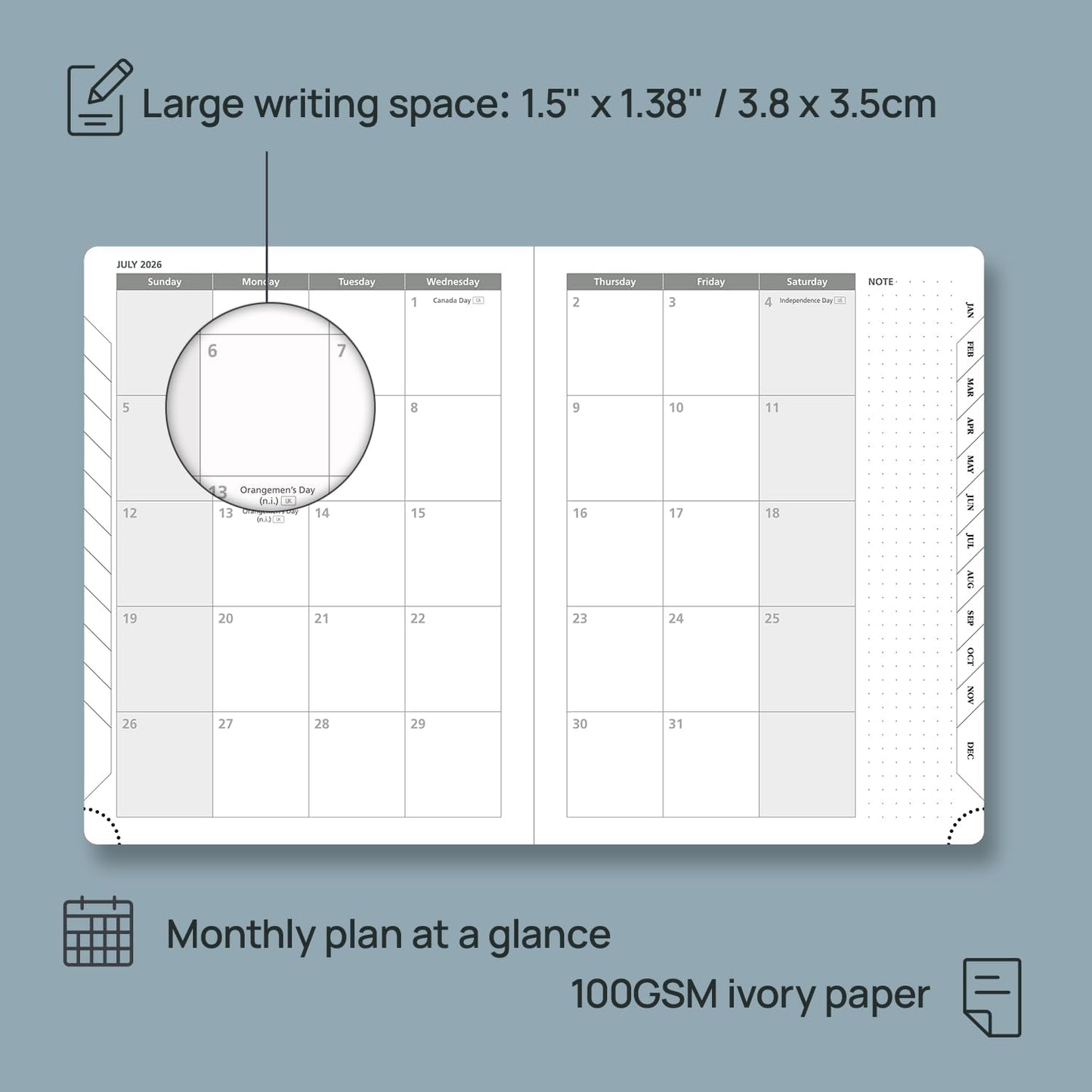 POPRUN 2026 Planner (Medium - 6.5'' x 8.5'') - 2026 Weekly Calendar ((Jan. 2026 - Dec. 2026) with Hourly Time Slots, Weekly/Monthly Appointment Book for Time Management - Leather Soft Cover - Blue Green