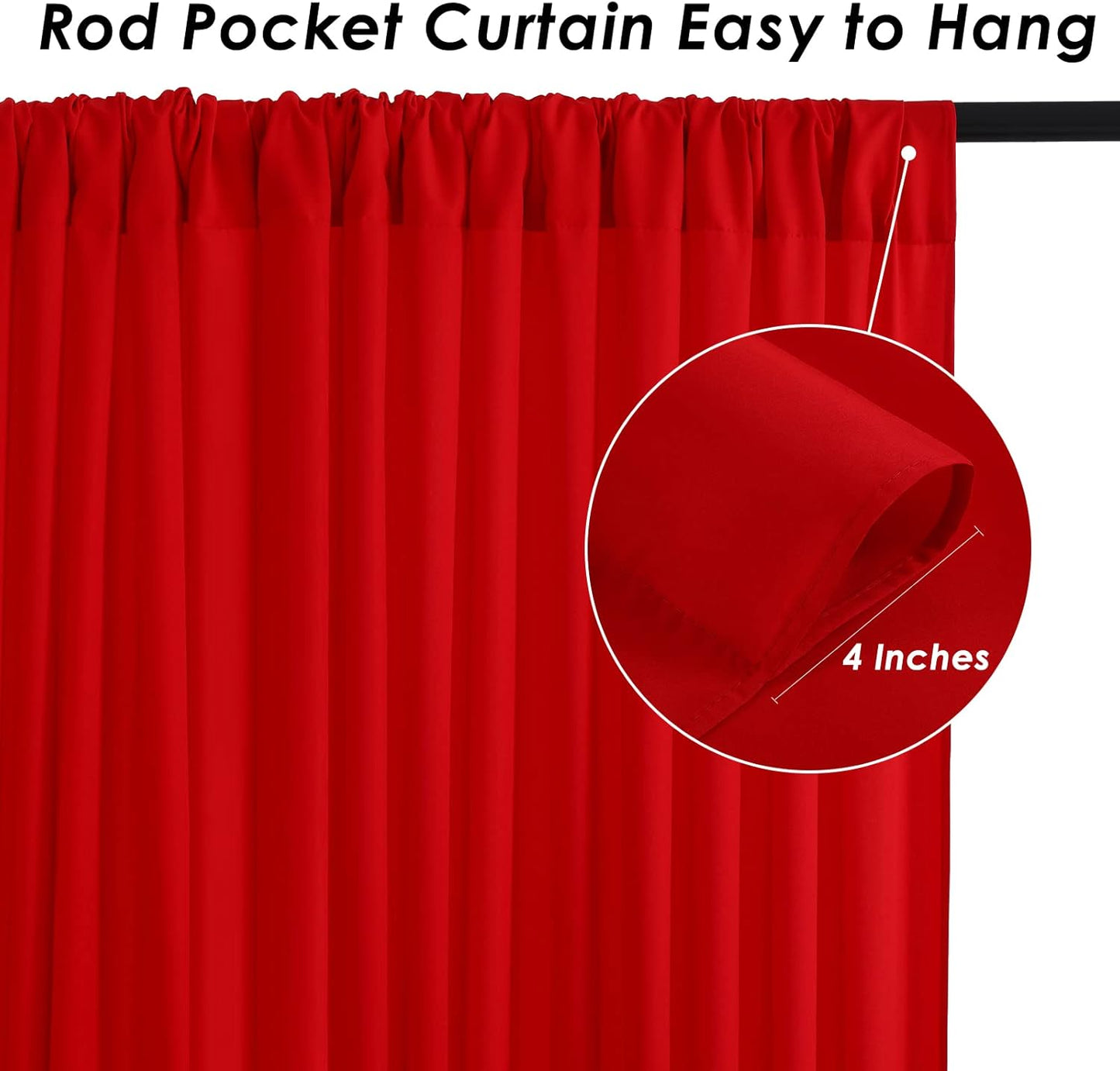 Red Backdrop Curtains 2 Panels 5ft x 10ft Polyester Photo Backdrop Drapes for Wedding Christmas Party Decorations
