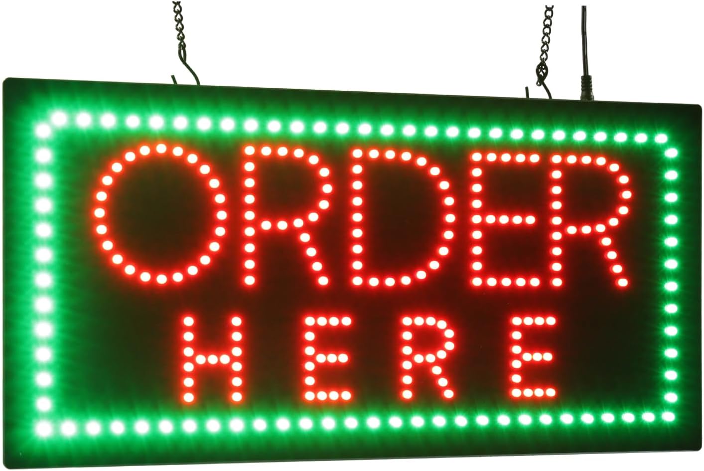 Order Here Sign, 19"x10", 48x24cm, TOPKING, LED, Neon, Florescent, Signage, Signboard, Display, Billboard, Screen, Grand Opening, Gift