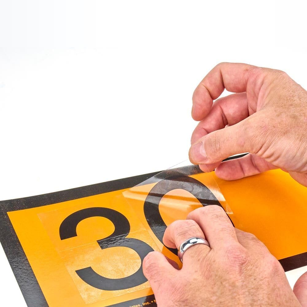 Placard Vinyl Numbering Kit - 3.5" H Permanent Adhesive Clear-Back Vinyl with Black Numbers - 50 Decals of 0-9, 500 Total Per Kit, DOT Compliant, J. J. Keller & Associates, Inc.