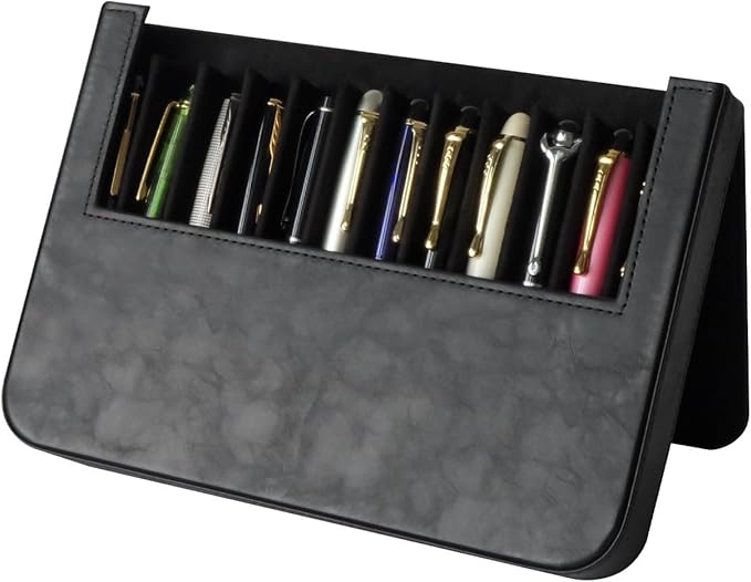 PU Leather 12 Fountain Pen/Pencil Tray Case Organizer, Fashion Design, Magnetic - Image 8