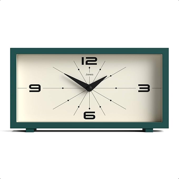 JONES CLOCKS® Odeon Desk Clock | Modern Rectangular Design | Green | Stylish by JONESCLOCKS