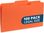 Blue Summit Supplies Orange File Folders, 1/3 Cut Tab, Legal Size, 100 Per Box by BlueSummitSupplies