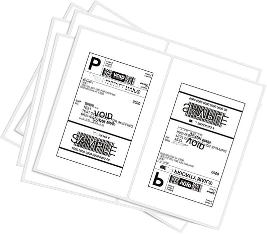 BESTEASY 200 Round Corner Half Sheet Self Adhesive Shipping Labels for Laser and Ink Jet Printers, White Blank (100 Sheets, 200 Labels)