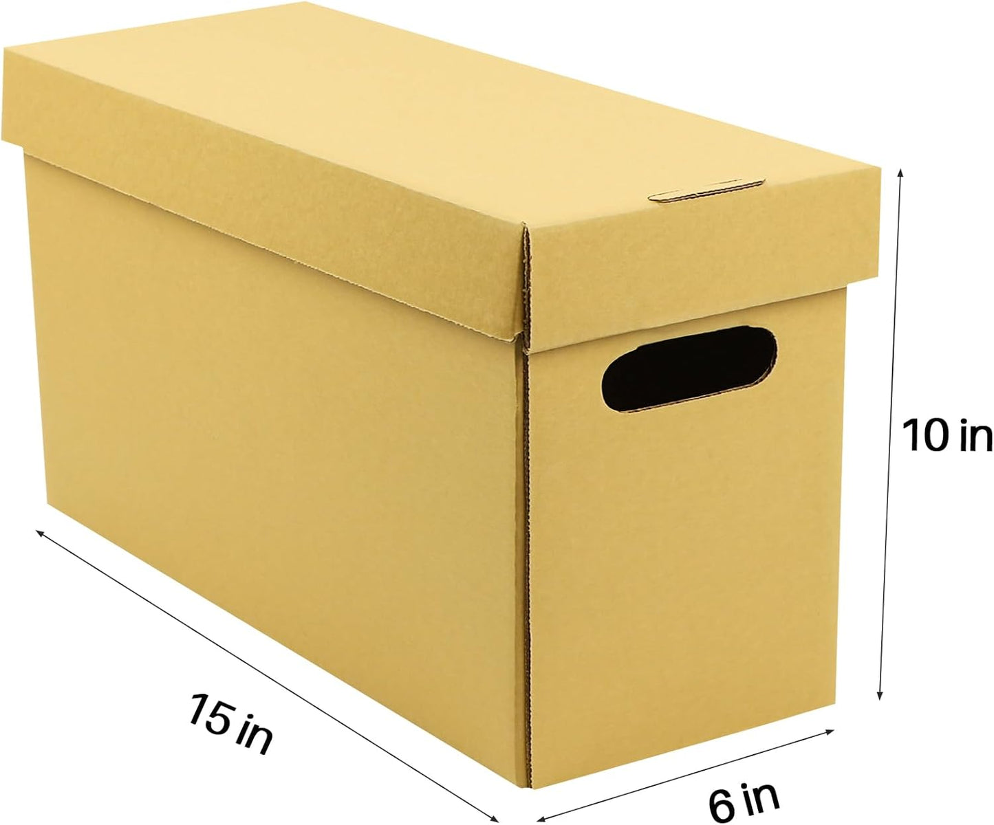 Lineco Archival Record Storage Cartons, Ready-To-Assemble Filing Boxes for Organizing and Storing Documents, Prints, or Photos. Acid-Free, Buffered Corrugated Board, 6x15 x10in, Tan, Pack of 5