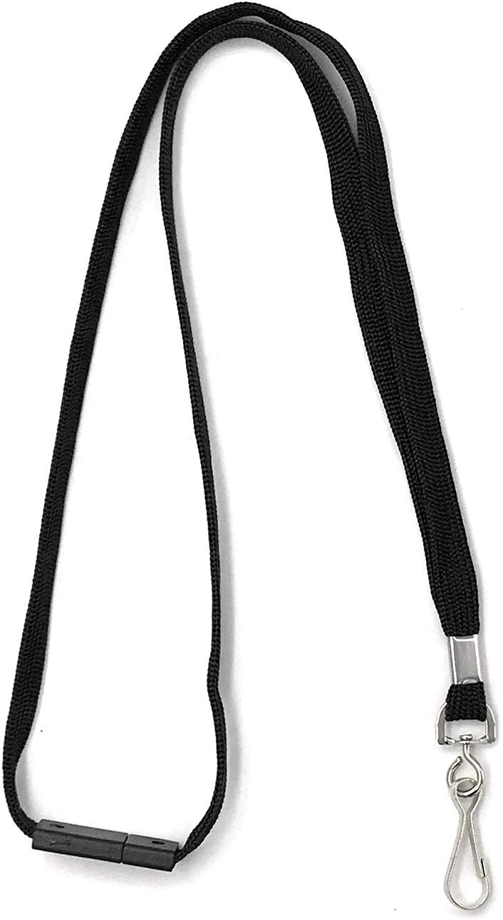 Safety Lanyards Premium Breakaway Black Lanyard Comfortable Neck Straps Lanyards Swivel J Hook for ID Badges 50 Pack