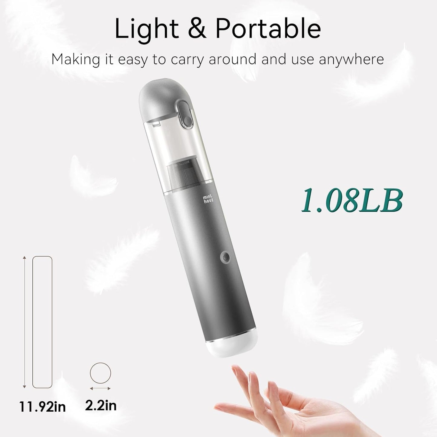 Car Vacuum Portable Cordless 17000Pa - 120W Handheld Vacuum Rechargeable with Blower, Ultra Lightweight Mini Vacuum Cleaner with 2 Filters for Car Home Pet Office Keyboard