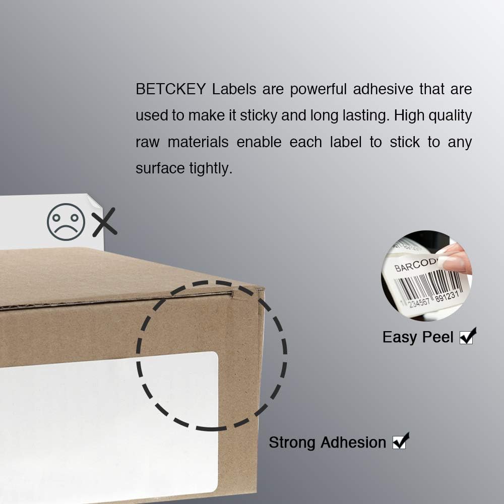 BETCKEY - 3" x 3" (76 mm x 76 mm) Multipurpose & Large Square Labels Compatible with Zebra & Rollo Label Printer,Premium Adhesive & Perforated [2 Rolls, 1000 Labels]