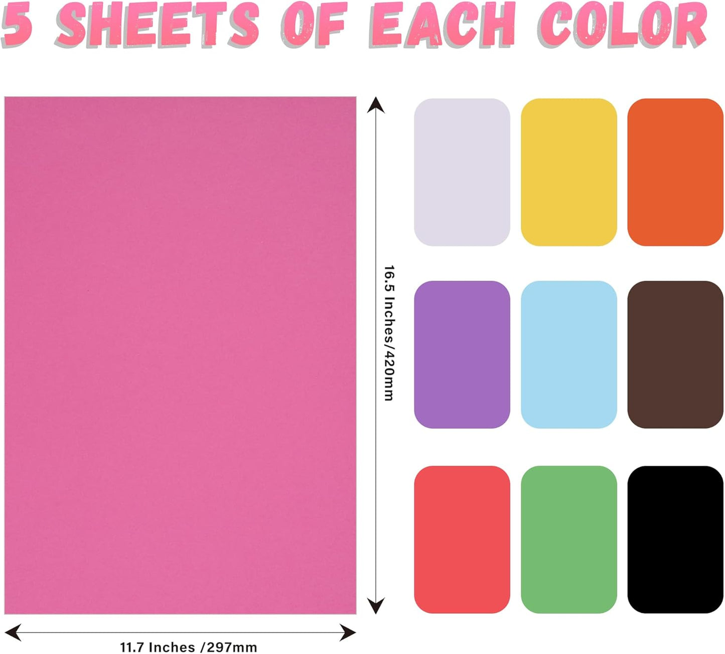 VinTS 50 Pcs Colored Poster Boards,11.7x16.5 Inches 10 Assorted Color Poster Board Paper 220g Bright Poster Board Bulk for Back to School Arts, Classroom Crafts, Exhibits and Notices