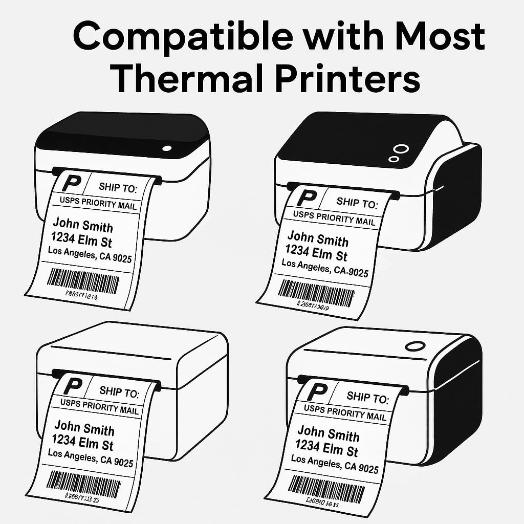 Compulabel 4" x 6" Direct Thermal Labels, White, 3" Core, Perforated, Permanent Adhesive, 1 Rolls, 1000 Labels per roll, 1000 Total