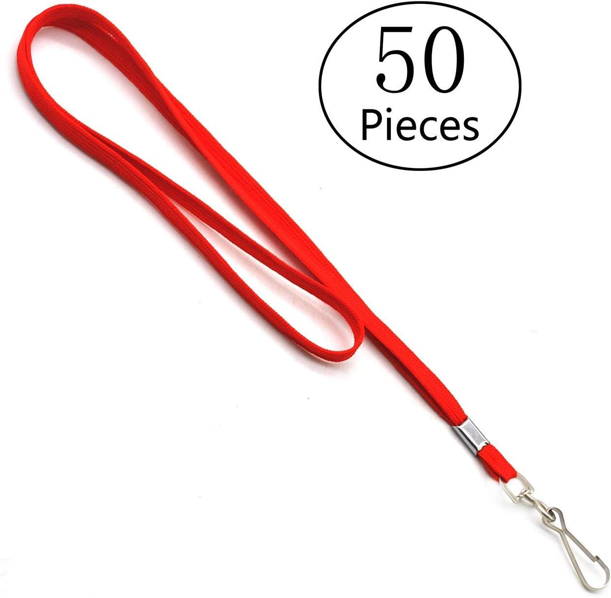 Beebel Lanyard 50PCS Lanyards with Swivel Hook clips for ID Name Badge Holder (Red)