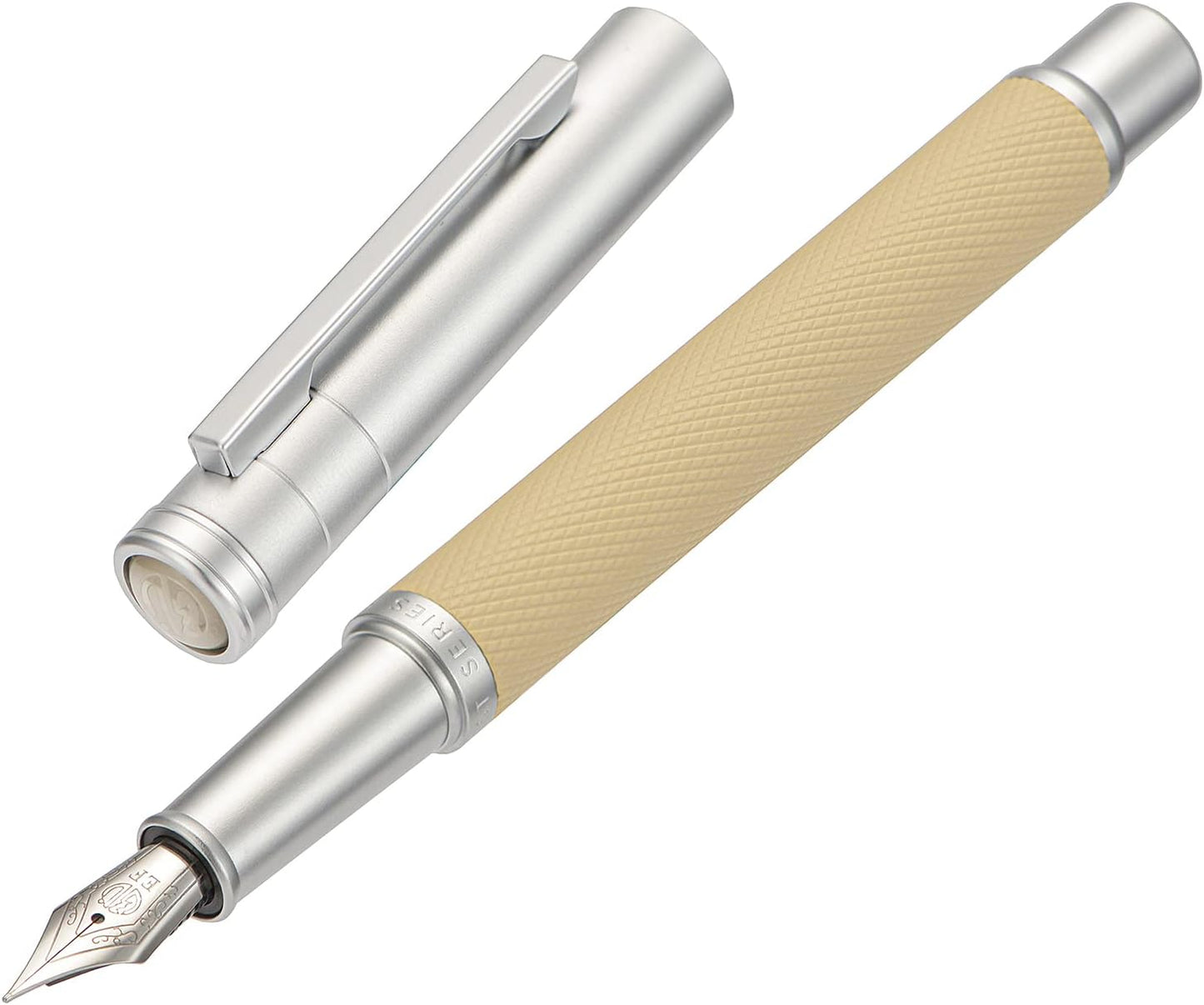 Silver Birch Forest Aluminum Fountain Pen Extra Fine Nib with Converter and Metal Case Set By Asvine