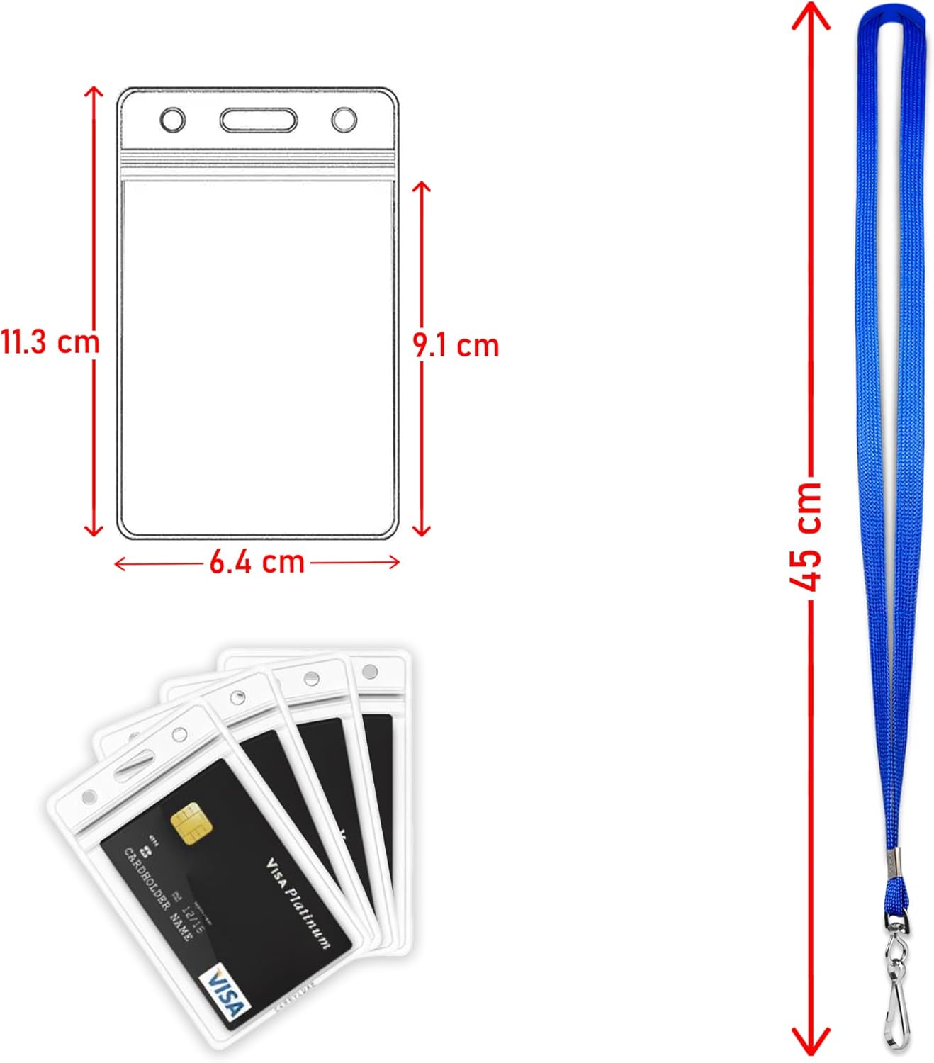 50-Pack Lanyard with Badge Holder - Blue Lanyard for id Badge Clip with Swivel J-Hooks - Versatile Neck Lanyard for Keys, Card Holders, Whistles