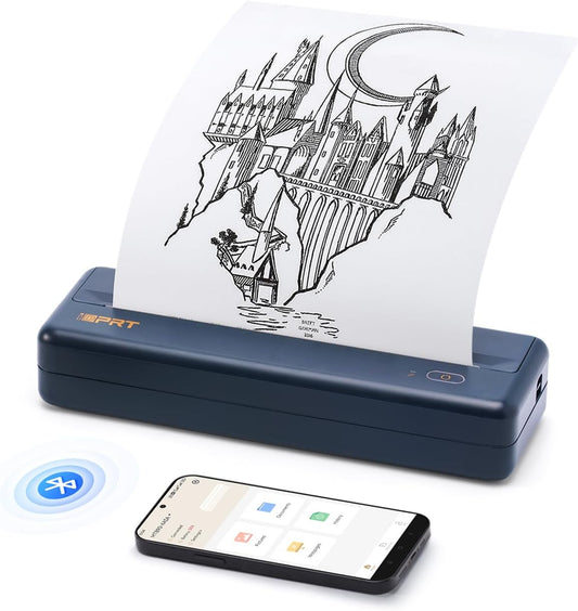 iDPRT MT890 Portable Wireless Printer - with Thermal A4 Paper, Bluetooth Inkless Printer for Travel/Home, Support US Letter&A4&A5 Size, Mobile Printers Compatible with iOS, Android & Laptop - Blue