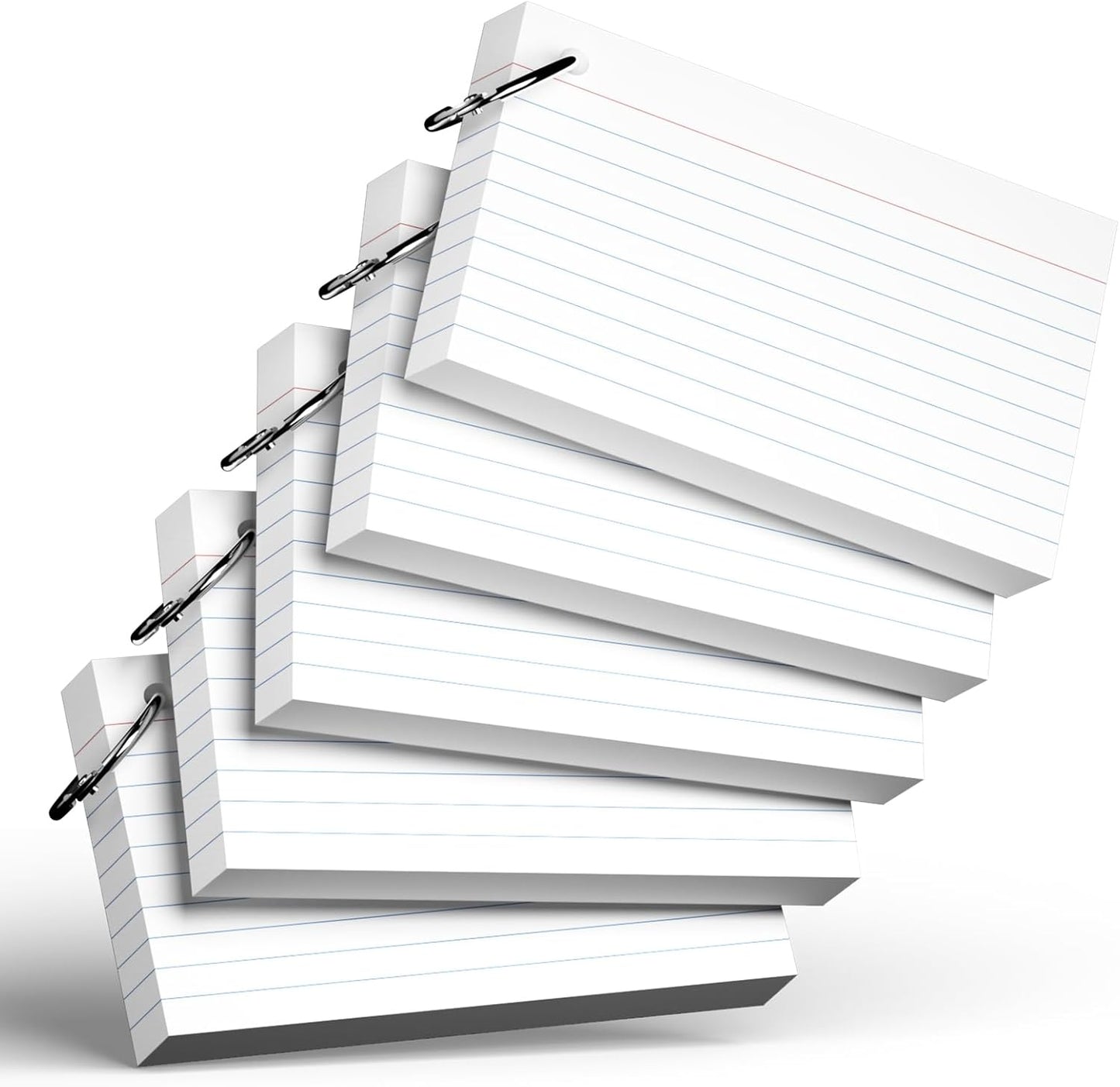 250 Count White Index Cards with Ring 3 x 5 Inch Heavyweight Ruled Index Cards, Flash Cards for School & Office Supplies and Home Organization, Durable Study To Do List Note Cards with Ruled Lines