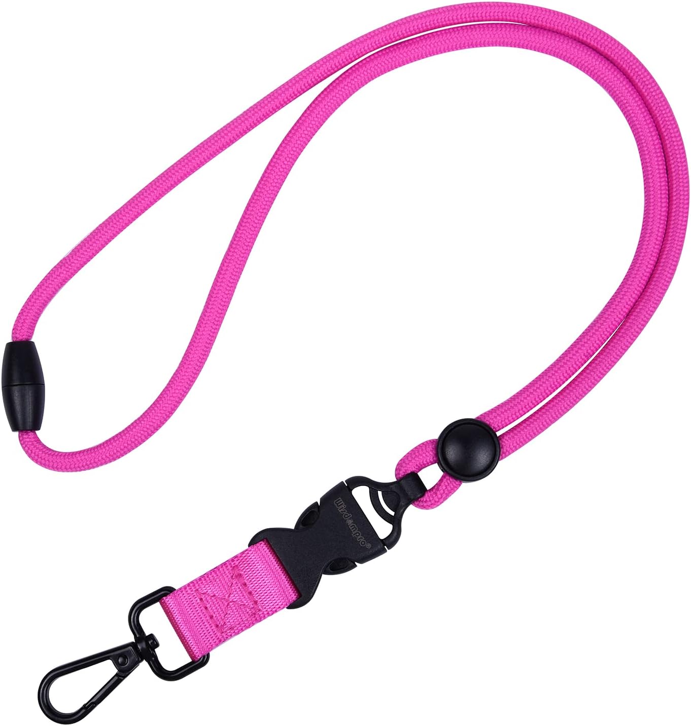 Wisdompro 2 Pack of 21 inch Durable Round Cord Heavy Duty Lanyard with Safety Breakaway Buckle, Detachable Buckle and Metal Hook for Keys, ID Card Badge Holders - Hotpink and Purple