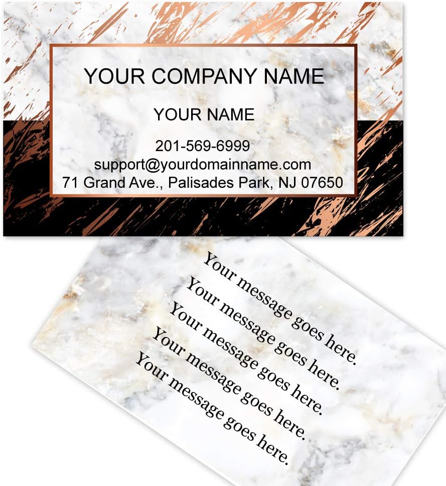 Custom Premium Business Cards, Full color - Marble (350gsm-Thick paper), Made in The USA (Half Black)