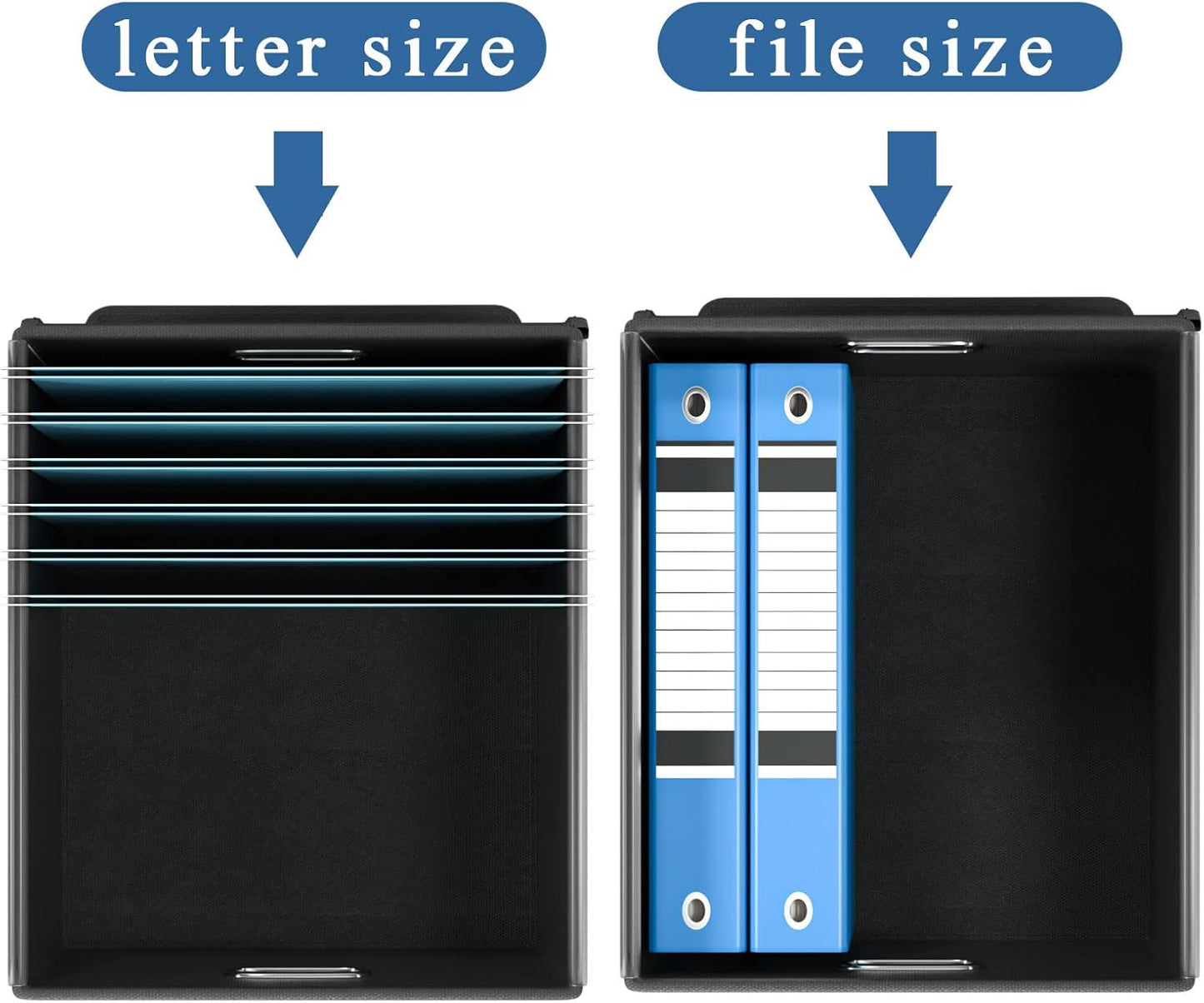 Decorative File Organizer Storage Boxes with Lid, Huolewa Linen Hanging Filing & Storage Box with Plastic Slide for Office/Decor/Home, Universal Hanging Filing Organization Box for Letter/Legal Folder