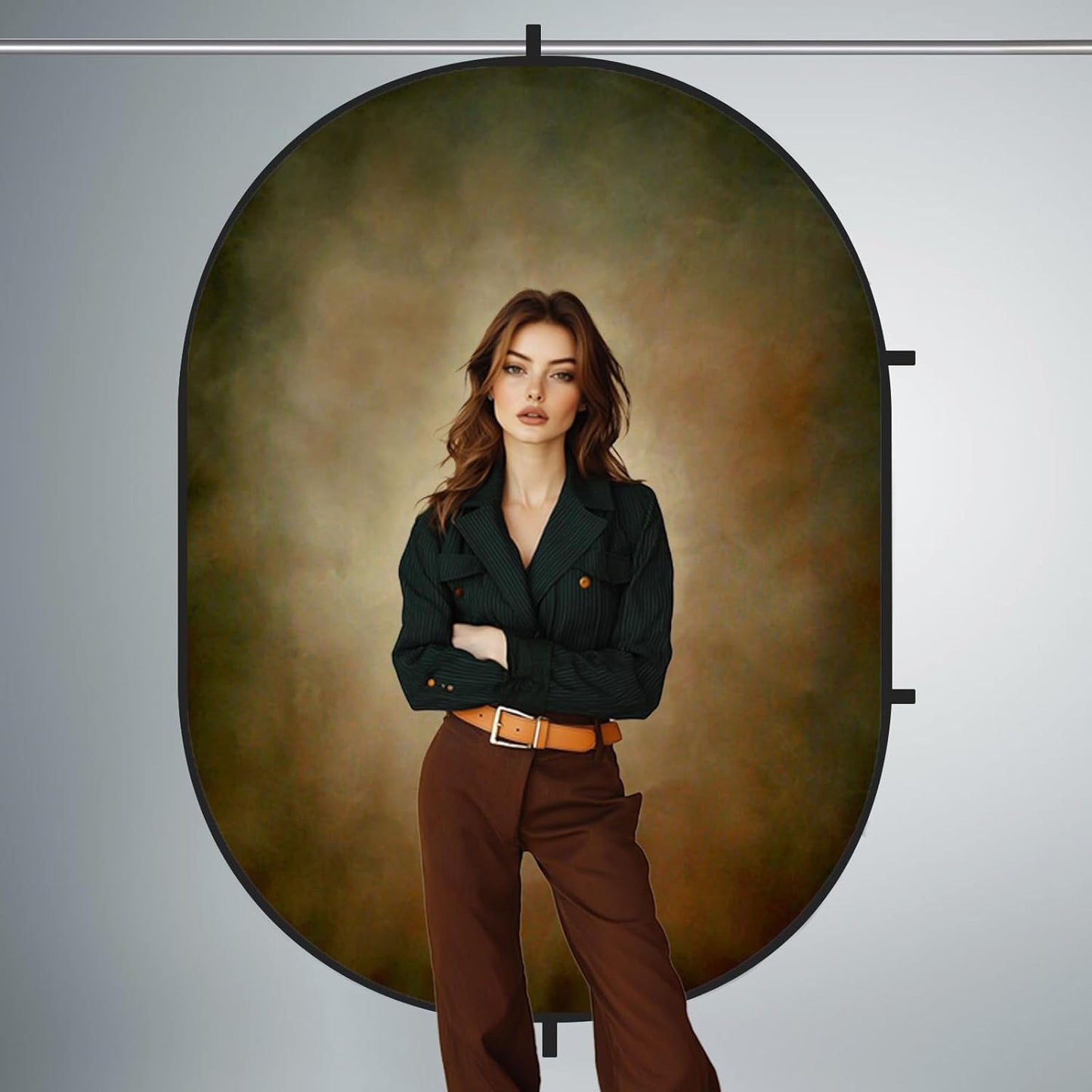 Kate 5x6.5ft(1.5x2m) Collapsible Backdrop Blue Brown Texture Folding Double Sided Backgrounds for Photo, Video Meetings, Live Streaming