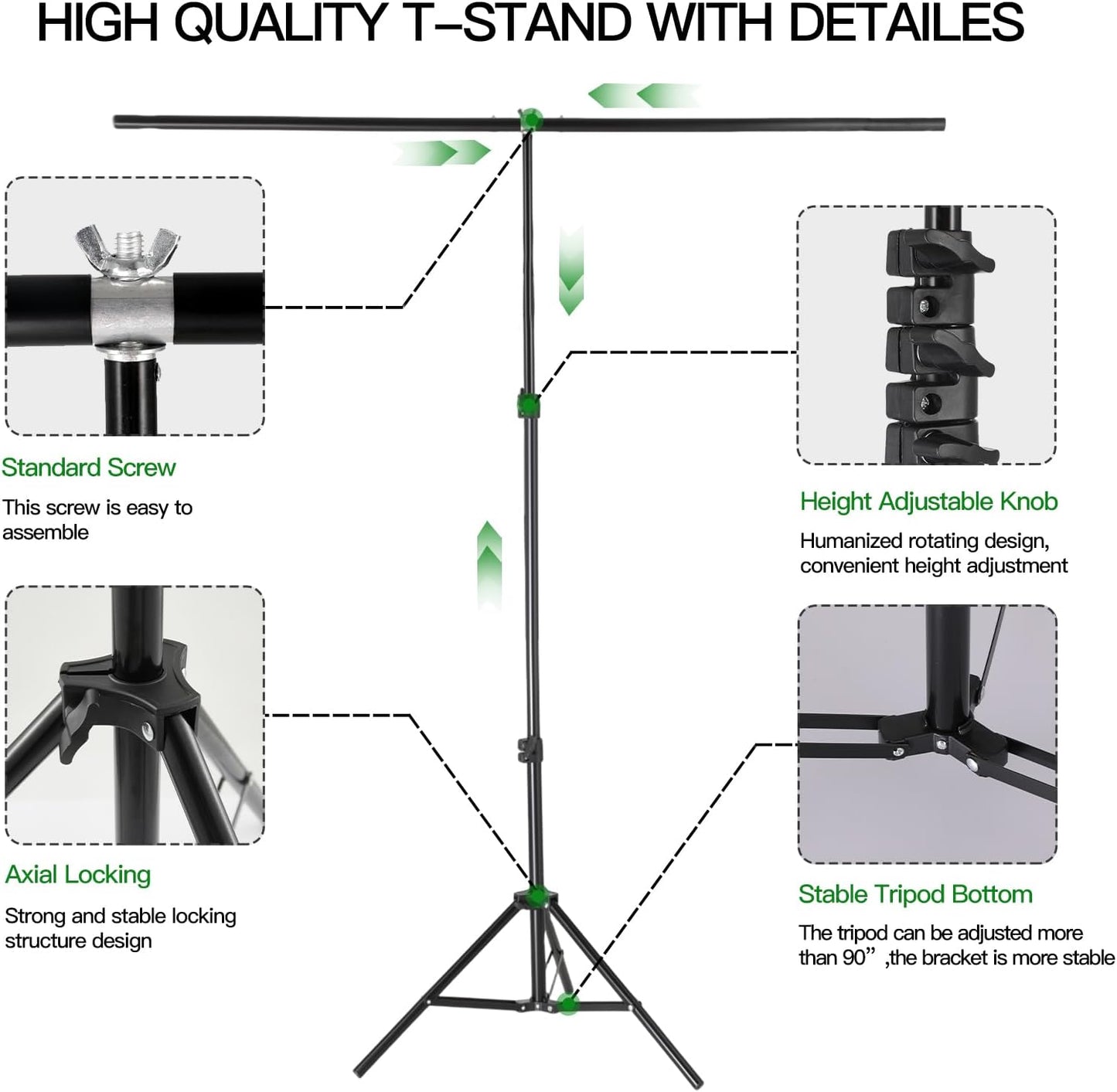 Green Screen Backdrop with Stand Kit, BEIYANG 6.5 X 5 Ft Portable Backdrop Stand Kit with Carrying Bag and 5 Clamps for Streaming, Video conferences and interviews