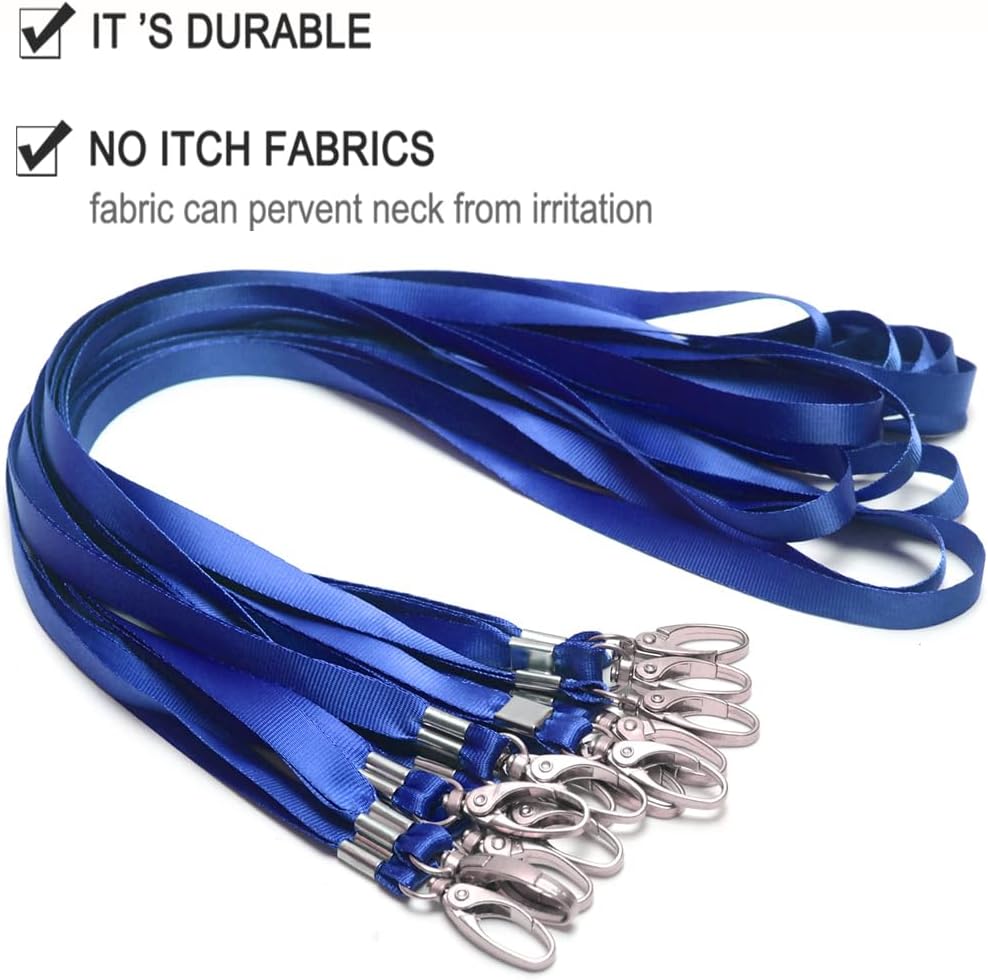 50 Pcs Lanyards Blue Lanyard for Id Badges Nylon Lanyard Bulk Clip Swivel Hook for Office Id Badges Key Chains