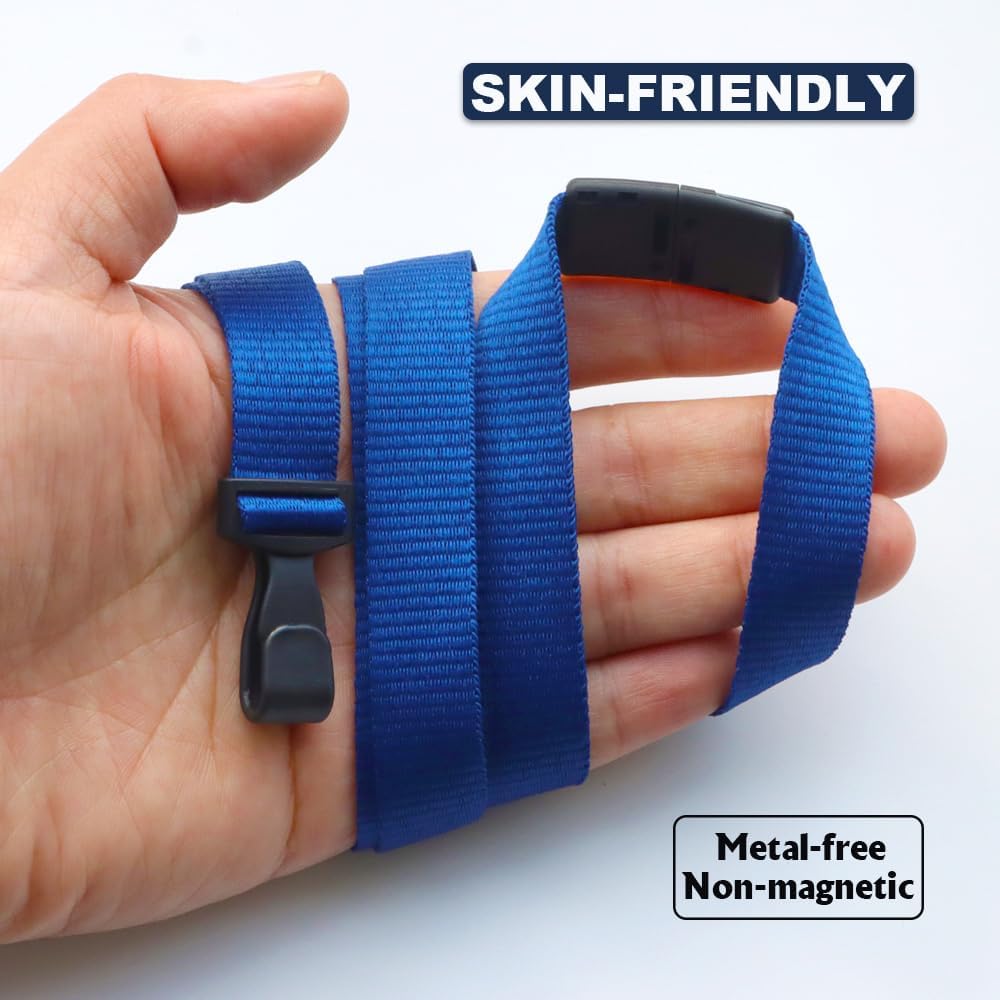 25 Pack Bulk-Polyester Breakaway Lanyards with Plastic No Twist Clip & Safety Breakaway Clasp-Great for Radiology-School Hospital-MRI Safe-Neck Strap I.D. Badge Holders 36” (Blue) by BETOOM