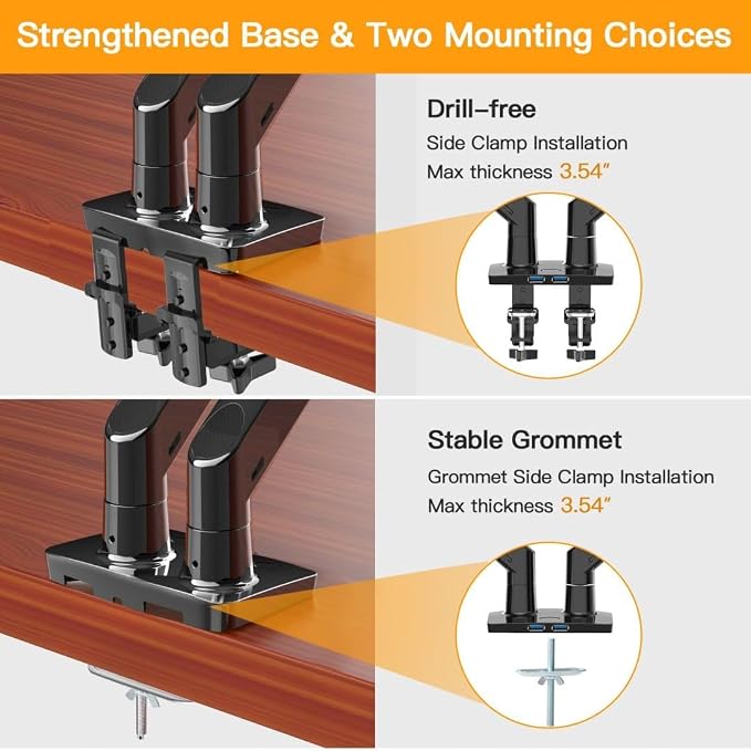 ErGear Dual Monitor Desk Mount up to 40 inches Screens, Max 26.4lbs Capacity - Image 8