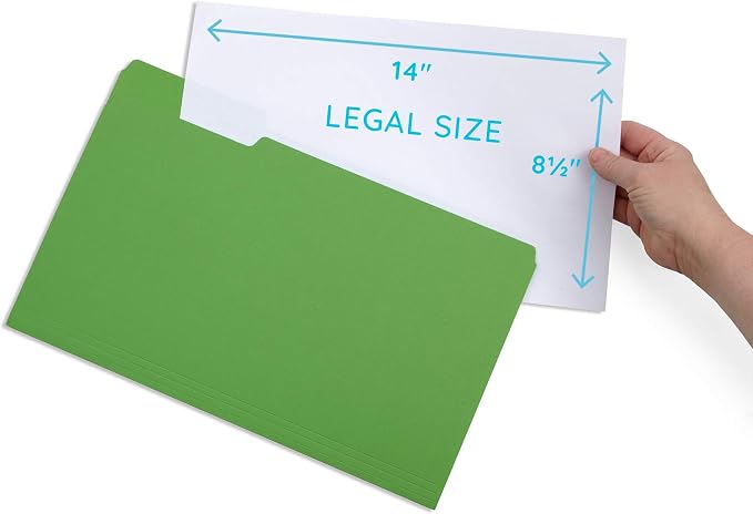 Blue Summit Supplies Green Legal File Folders, 1/3 Cut Tab, Legal Size - Image 2