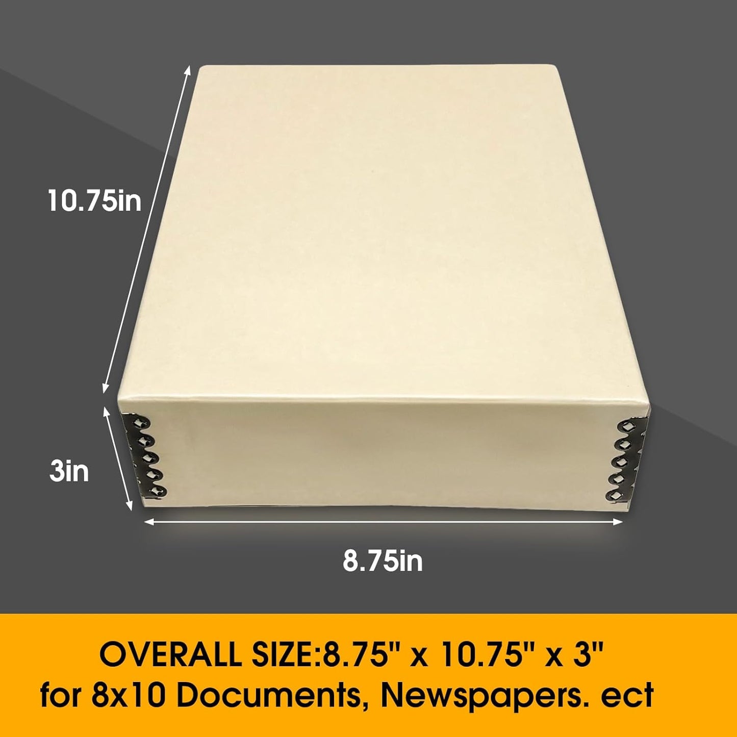 Golden State Art, Archival Storage Box, Acid-Free Drop Front Museum Box with Metal Edge for Storing Artwork Photos Documents Prints Arts And Crafts (Tan-8.75x10.75x3 Inches)