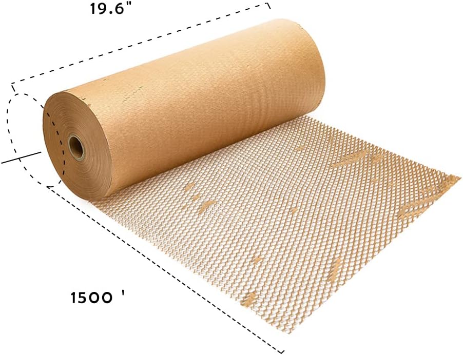 Honeycomb Packing Paper, 20" x 1500' Packing Paper Substitute Alternative for Bubble Cushioning Wrap, Recyclable and Eco-Friendly Honeycomb Paper for Moving Shipping Packaging, Products & Gifts