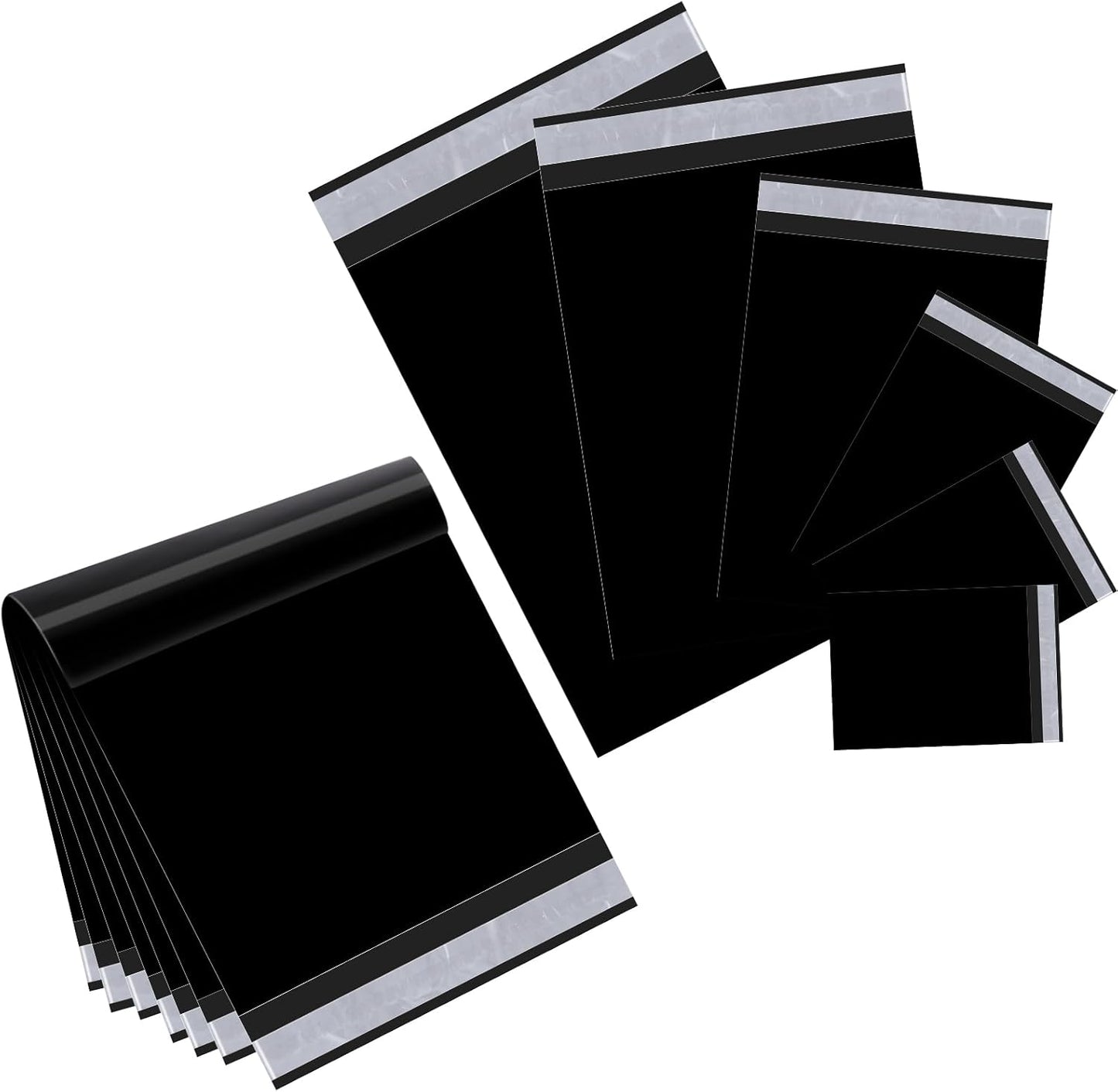 Outus 240 Pcs Poly Mailers Variety Pack Mailing Shipping Bags 6 Assorted Sizes Shipping Envelopes Self Adhesive Waterproof and Tear Proof Packaging Bags for Clothing Books Gift (Black)